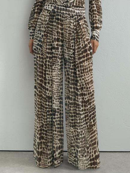 Reiss Aurelie Animal Print Tailored Mid Rise Wide Leg Culottes, Chocolate - view 2, Chocolate