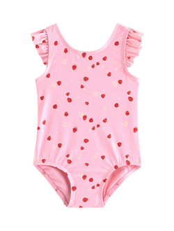 Lindex Baby Strawberry Print Swimsuit, Light Pink, Light Pink