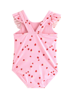 Lindex Baby Strawberry Print Swimsuit, Light Pink - view 2, Light Pink