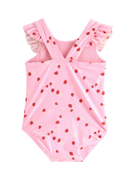 Lindex Baby Strawberry Print Swimsuit, Light Pink - view 2, Light Pink