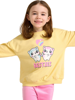 Lindex Kids' Besties Sweatshirt, Light Yellow, Light Yellow