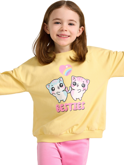 Lindex Kids' Besties Sweatshirt, Light Yellow, Light Yellow