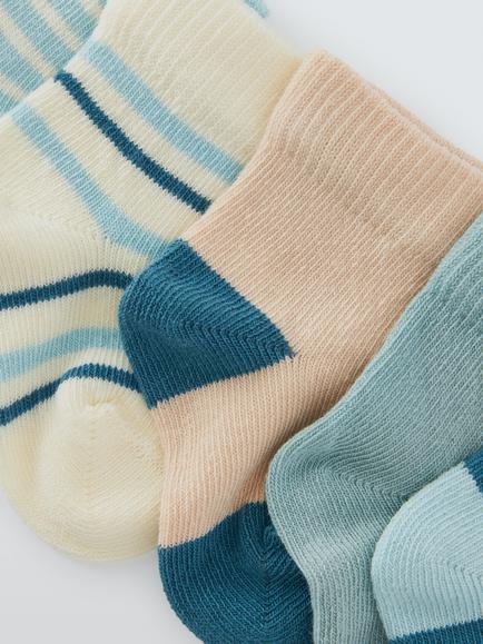 John Lewis Baby Organic Cotton Rich Stripe Ankle Socks, Pack of 5, Multi - view 2, Multi