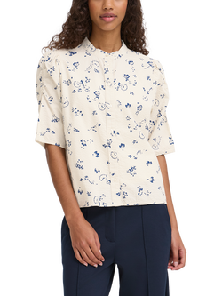 ICHI Qwina Abstract Floral Shirt, Blue/Multi, Blue/Multi