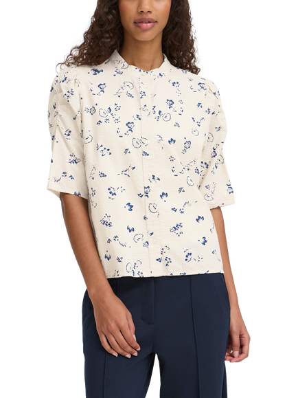 ICHI Qwina Abstract Floral Shirt, Blue/Multi, Blue/Multi
