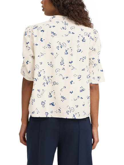 ICHI Qwina Abstract Floral Shirt, Blue/Multi - view 2, Blue/Multi