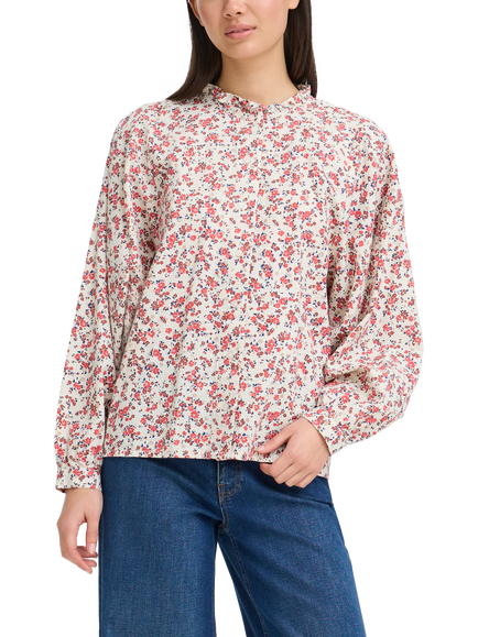 ICHI Qwina Floral Long Sleeve Shirt, Teaberry, Teaberry