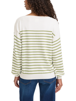 ICHI Luls Boat Neck Stripe Jumper, Cloud Belair - view 2, Iguana White