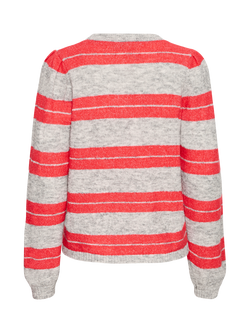 ICHI Ihdusty Stripe Jumper, Grey Melange Teaberr - view 2, Grey Melange Teaberr