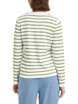 ICHI Luls Crew Neck Stripe Cardigan - view 2, Iguana White