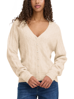 ICHI Ihbanise Textured Cardigan, Oatmeal Melange, Oatmeal Melange