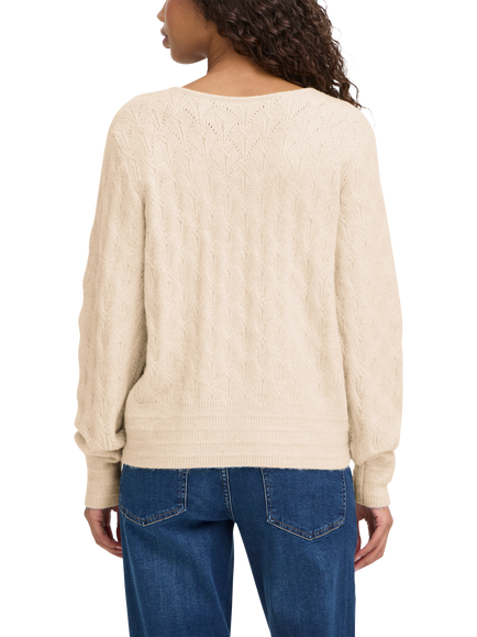 ICHI Ihbanise Textured Cardigan, Oatmeal Melange - view 2, Oatmeal Melange