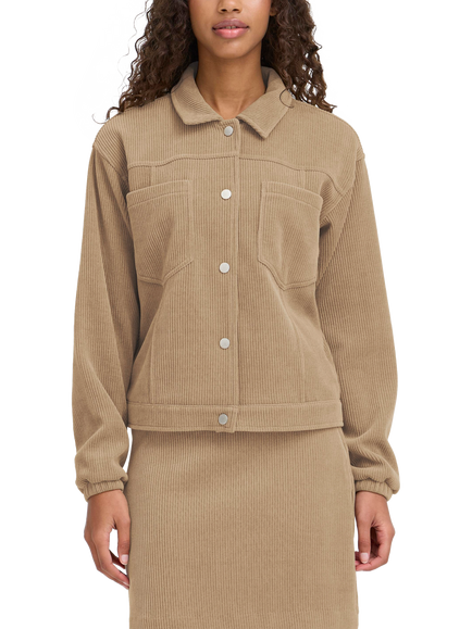 ICHI Kate Boxy Corduroy Jacket, Sepia Tint
