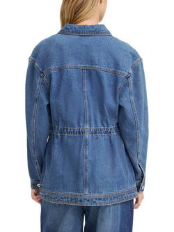 ICHI Ihmianna Longline Denim Jacket, Washed Med Blue - view 2, Washed Med. Blue