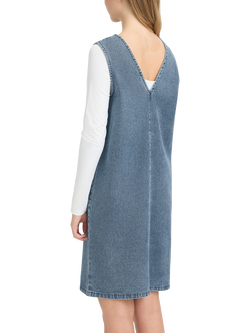 ICHI V-Neck Denim Shift Dress, Mid Blue - view 2, Mid Blue