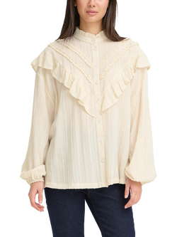 ICHI Lavoli Ruffle Shirt, Birch