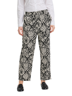 ICHI Ihkate Abstract Print Wide Leg Trousers, Black Graphic Patchw, Black Graphic Patchw
