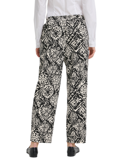 ICHI Ihkate Abstract Print Wide Leg Trousers, Black Graphic Patchw - view 2, Black Graphic Patchw