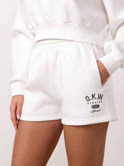 Gym King Women's Composure Fleece Shorts, White, White