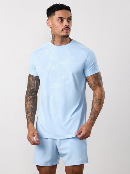 Gym King Debossed Camo Tee, Blue