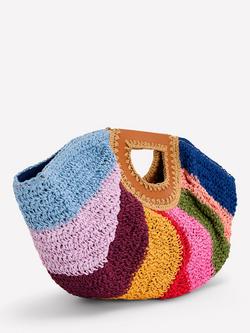 Boden Stripe Raffia Moon Clutch Bag, Multi - view 2, Multi