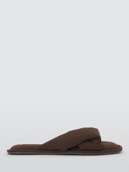 John Lewis Padded Twist Mule Slippers, Choc Nyon, Choc Nyon