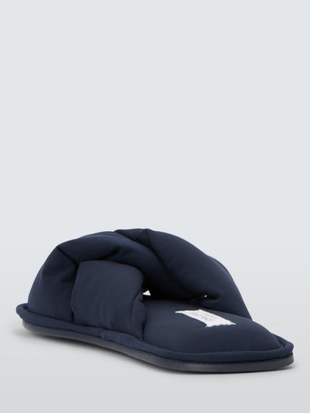 John Lewis Padded Twist Mule Slippers, Navy Nyon - view 2, Navy Nyon