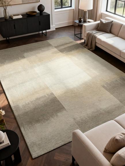 Louis De Poortere Sendai Abstract Check Rug - view 2, Grey