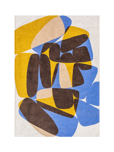 Louis De Poortere Stones Abstract Rug, Blue, Blue