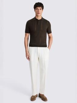 Moss Regular Fit 3 Button Pointelle Polo Shirt, Brown - view 2, Brown