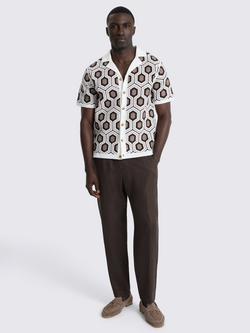 Moss Cotton Regular Fit Geometric Crochet Shirt, Multi - view 2, Multi