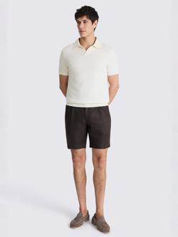 Moss Cotton Blend Regular Fit Ribbed Bouclé Skipper Polo Shirt, Off-White - view 2, Off-white