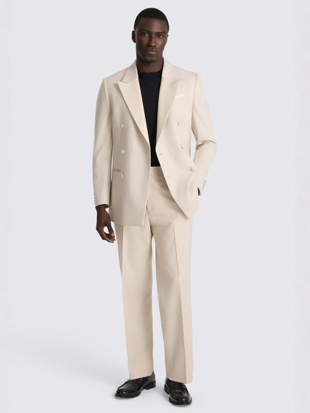 Moss Relaxed Fit Double Breasted Suit Jacket, Light Camel - view 2, Light Camel