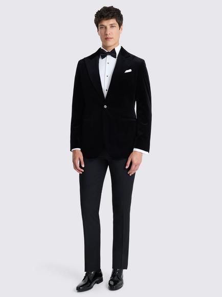 Moss Tailored Fit Velvet Suit Jacket, Black - view 2, Black