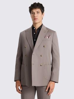Moss Tailored Fit Cotton Blend Double Breasted Suit Jacket, Taupe