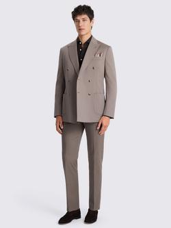 Moss Tailored Fit Cotton Blend Double Breasted Suit Jacket - view 2, Taupe