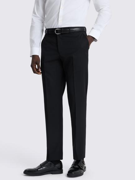 Moss Slim Fit Wool Blend Performance Suit Trousers, Black