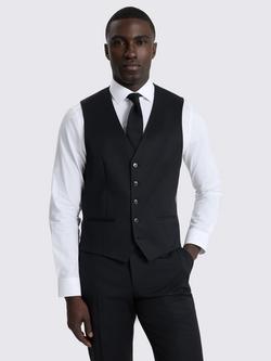 Moss Slim Fit Wool Blend Waistcoat, Black, Black