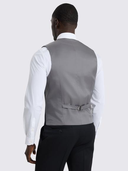 Moss Slim Fit Wool Blend Performance Waistcoat - view 2, Black