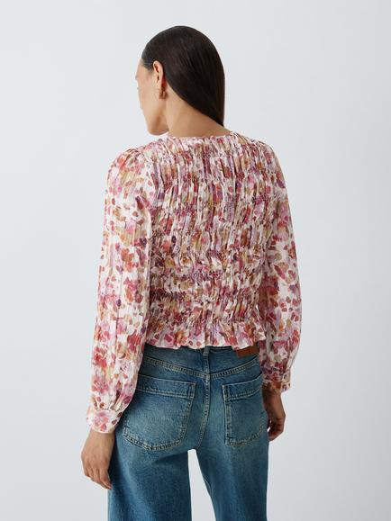 AND/OR Jolie Floral Smocked Blouse, Pink - view 2, Pink