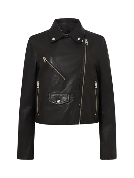 Belstaff Sienna Leather Biker Jacket, Black, Black