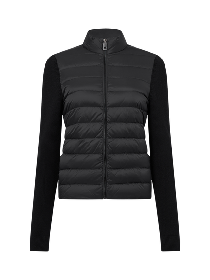 Belstaff Cameron Insulated Zip Front Merino Wool Sleeve Cardigan, Black