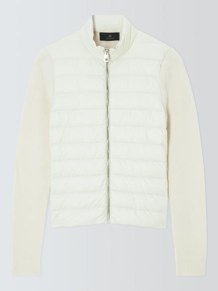 Belstaff Cameron Insulated Zip Front Merino Wool Sleeve Cardigan, Cream