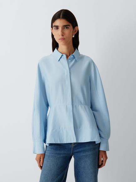 John Lewis Peplum Shirt, Pale Blue, Pale Blue