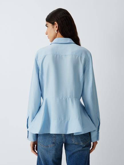 John Lewis Peplum Shirt, Pale Blue - view 2, Pale Blue