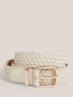 Hobbs Nima Woven Leather Belt, Warm Ivory, Warm Ivory