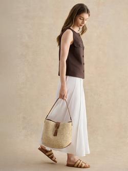 Hobbs Brooke Raffia Shoulder Bag, Natural Tan - view 2, Natural Tan