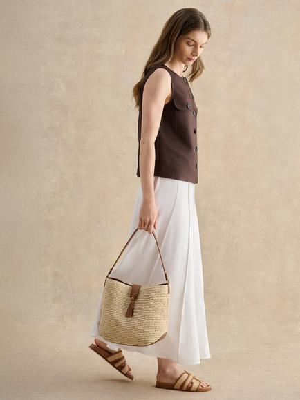 Hobbs Brooke Raffia Shoulder Bag, Natural Tan - view 2, Natural Tan