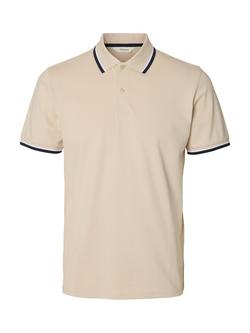 Selected Atlas Sport Cotton Blend Polo Shirt, Oatmeal, Oatmeal