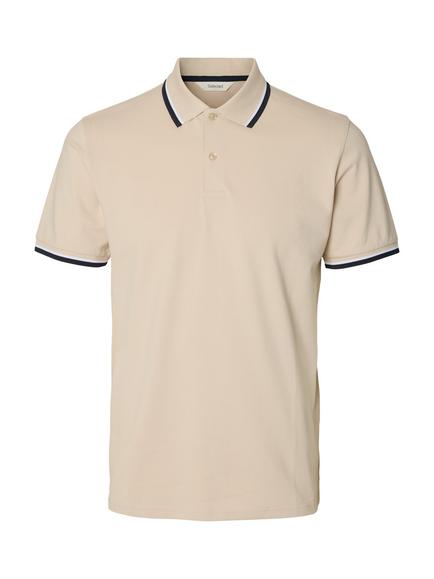 Selected Atlas Sport Cotton Blend Polo Shirt, Oatmeal, Oatmeal